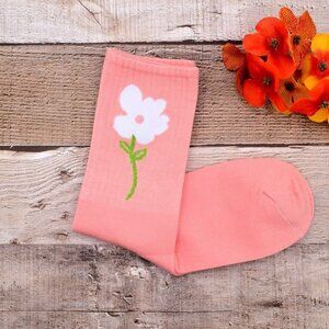 Minimal Garden Womens Flower Socks White on Pink Gift Packaged